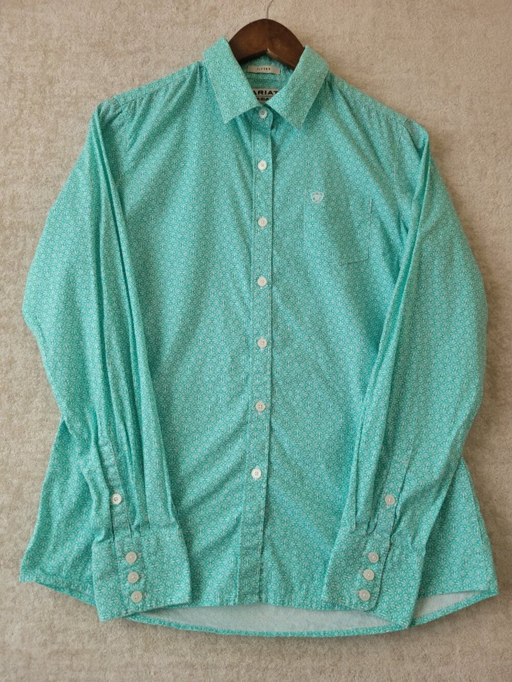 Ariat Real Womens Kirby Stretch Longsleeve Button Down Shirt Med Green Fitted